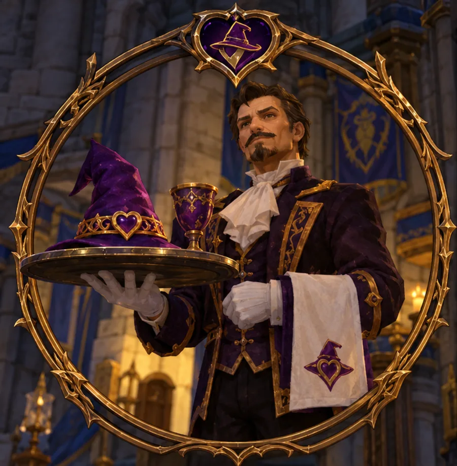 Sir Buttler, with the Sacred Hat on a silver tray